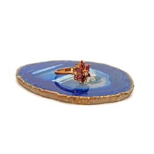 Copper Purple and Clear Glass Floral Ring